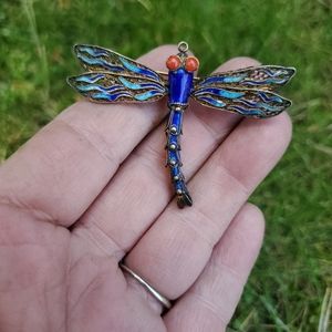 vintage chinese export dragon fly brooch